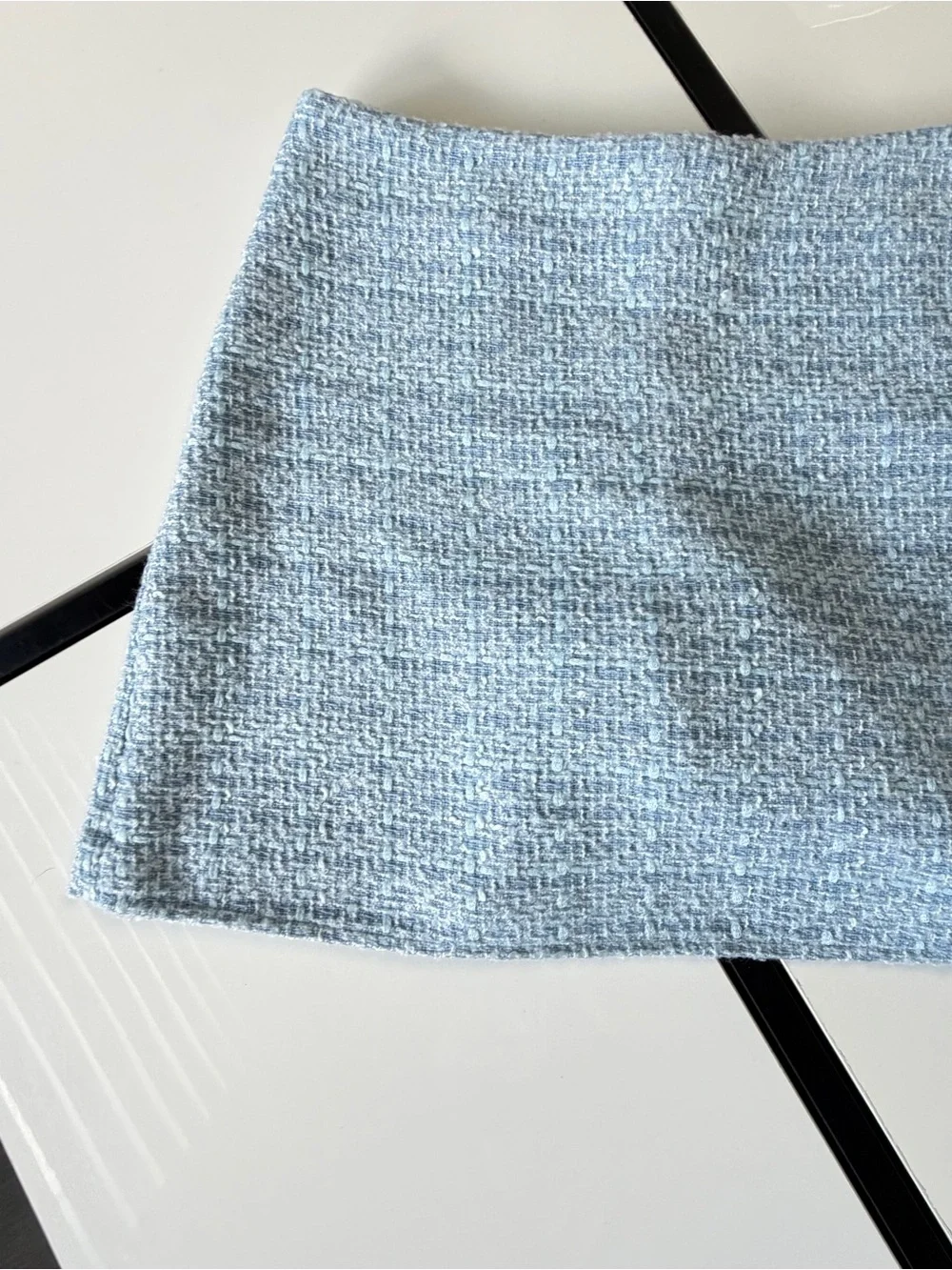 ZARA Light Blue Tweed Skort High-Waisted Mini Shorts Size S 🩵